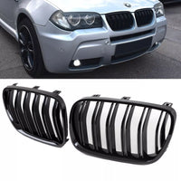 2 x set Griglia Nero Lucido doppia barra per BMW X3 E83 LCI 06-11