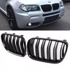 2 x set Griglia Nero Lucido doppia barra per BMW X3 E83 LCI 06-11