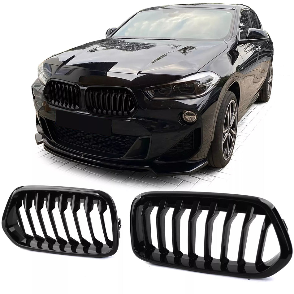 Griglia radiatore sportiva, performance lucida adatta, per BMW X2 F39 dal 18