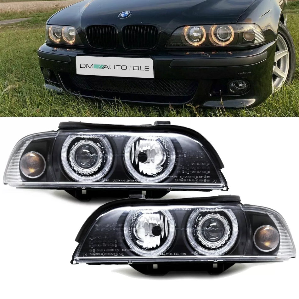 Angel Eyes D2S set fari allo xeno Nero per BMW E39 Facelift 00-03