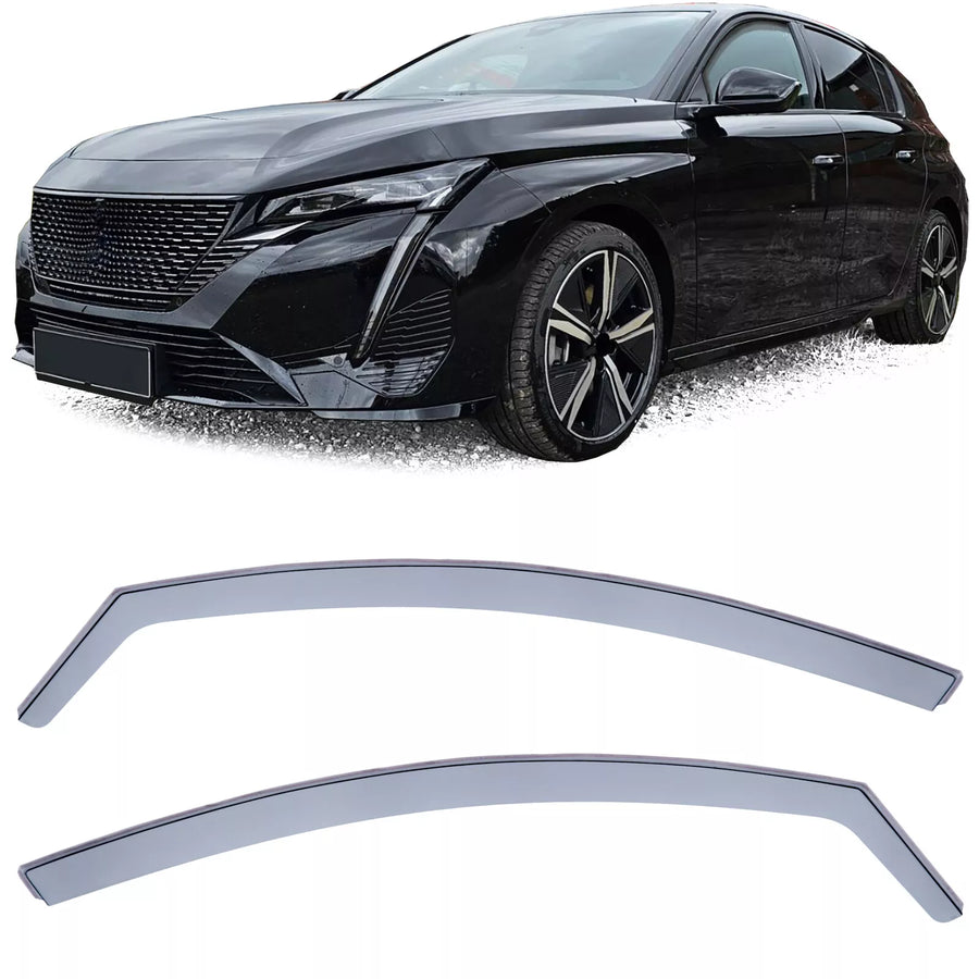 Deflettore deflettore pioggia paravento nero fumo per Peugeot 308 dal 21