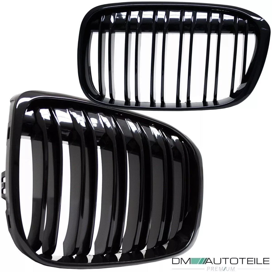 Set Griglia doppia barra nera griglia lucida per BMW X1 F48 anno 2014>