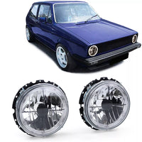 Fari vetro trasparente Angel Eyes + mirino nero per VW Golf 1 + Cabrio