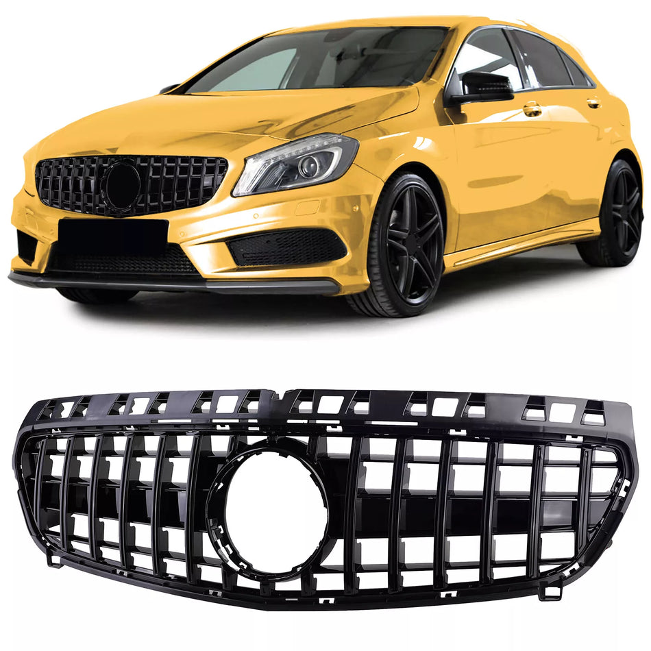 Griglia radiatore sportiva nera lucida per Mercedes Classe A W176 12-15
