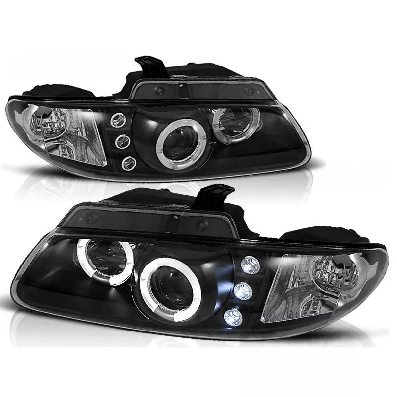 Fari Angel Eyes LED Nero per Chrysler Voyager 1996-2001