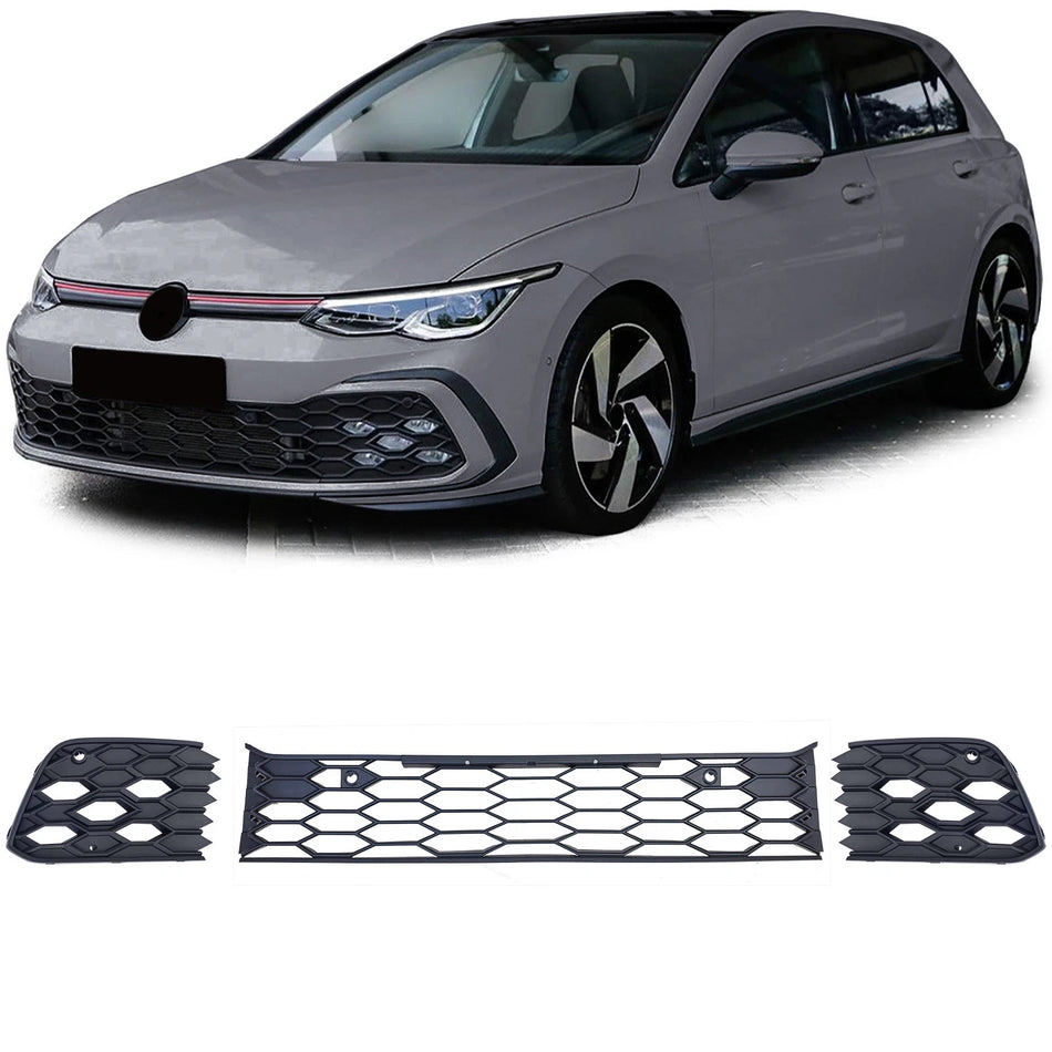 Griglia paraurti 3 pezzi nido d'ape opaca per Vw Golf 8 GTI GTD 19-24