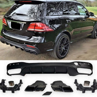 Diffusore + Terminali di Scarico 2x2 (NERO) per MERCEDES CLASSE W166 GLE
