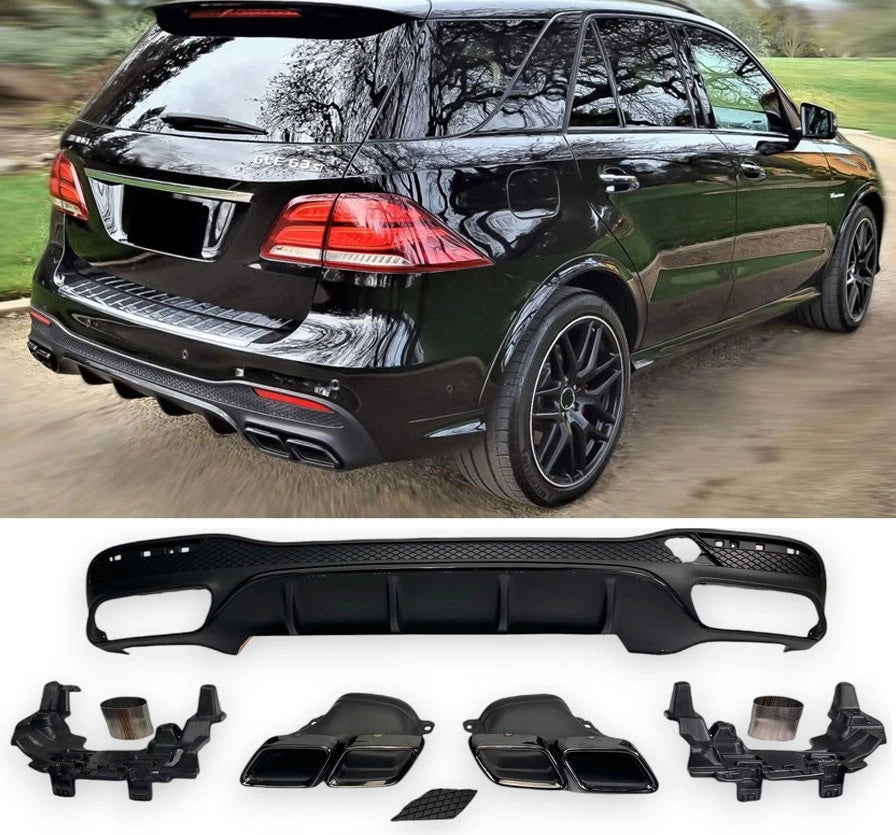 Diffusore + Terminali di Scarico 2x2 (NERO) per MERCEDES CLASSE W166 GLE