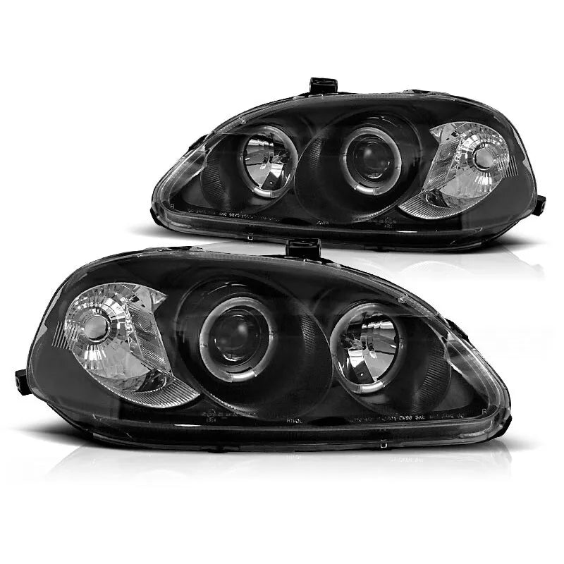 Fari Angel Eyes LED Nero per Honda Civic 1995 al 1999