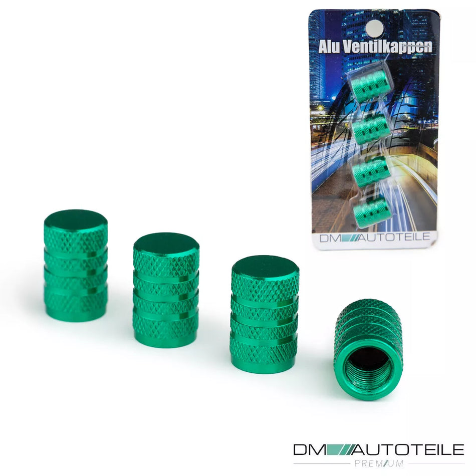 4 Tappi Valvole SET Verde Anodizzato per Valvole Auto Bicicletta Moto Bike