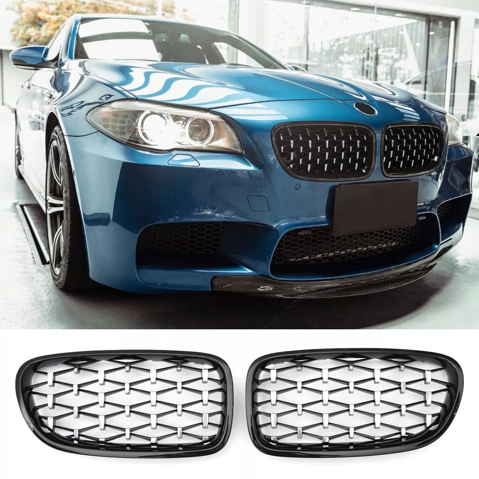 per BMW SERIE 5 F10 F11 GRIGLIA RADIATORE DIAMANTE NERO LUCIDO