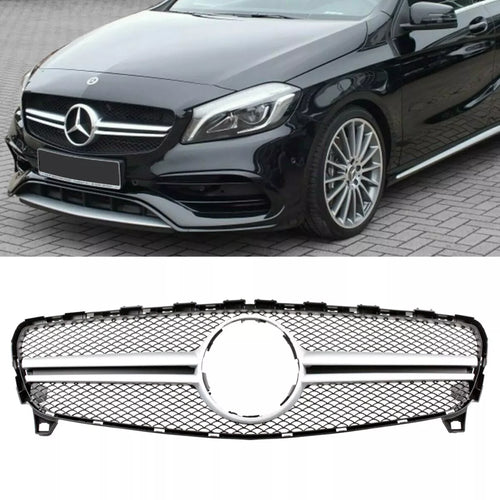 Griglia argento per Mercedes Classe A W176 mopf 15-19 non A45 AMG