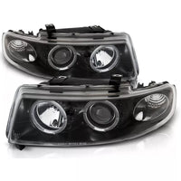 Fari Angel Eyes LED Nero per Seat Leon 1M/Toledo 1999 al 2004