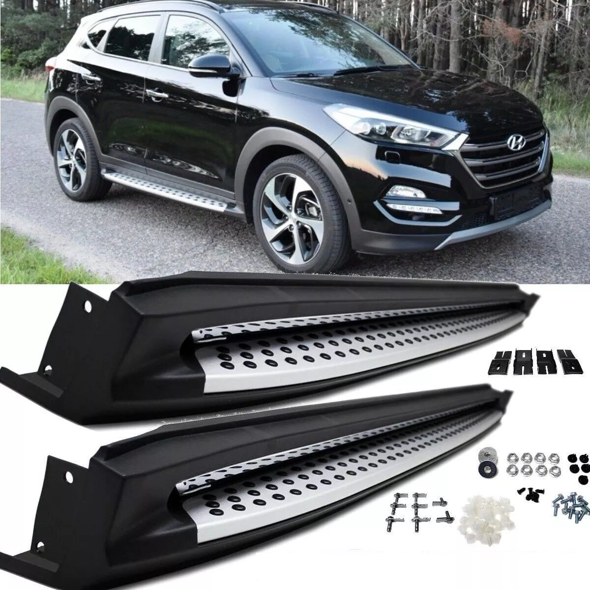 Set pedane Hyundai Tucson TLE Soglia Alluminio +Kit di Montaggio 2015-2020