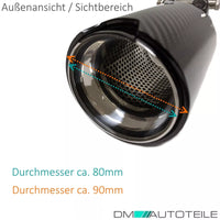4 pannelli di scarico 90 mm terminali carbonio Lucido per modelli BMW