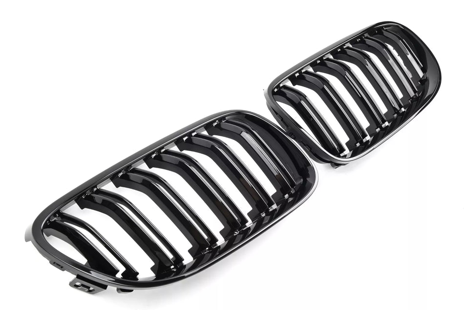 per BMW SERIE 3 E92 E93 10-13 SPORT GRILL DOPPIO PONTE NERO LUCIDO