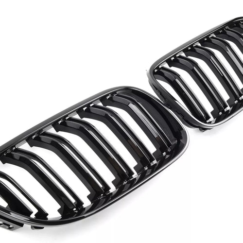 per BMW SERIE 3 E92 E93 10-13 SPORT GRILL DOPPIO PONTE NERO LUCIDO
