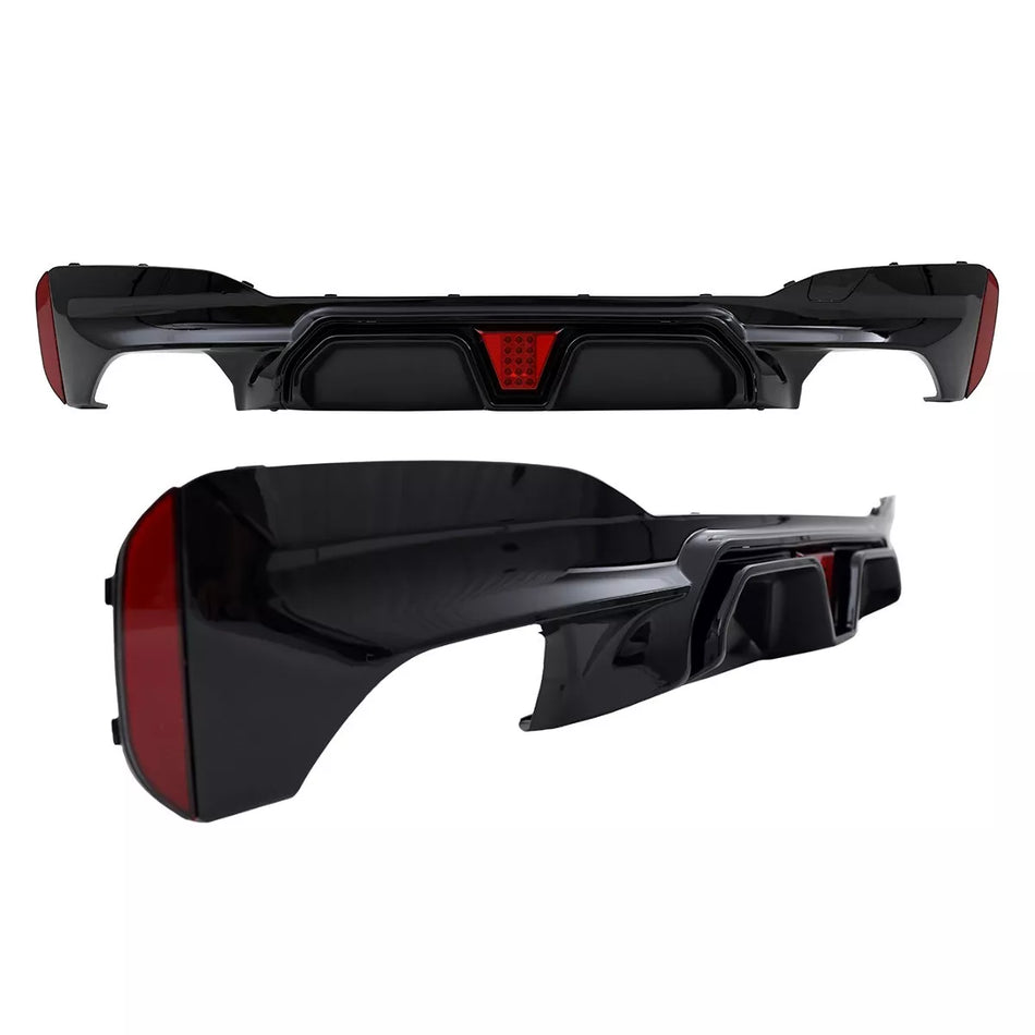 Evo diffusore posteriore Nero Lucido + luce LED Race per BMW G30 G31 M non CS M5