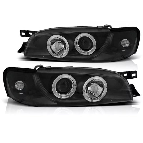 Fari Angel Eyes LED Nero per Subaru Impreza 1 1993 - 2000