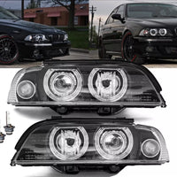Angel Eyes Faro allo xeno RE + LI per E39 D2S H7 + bruciatore frecce bianco