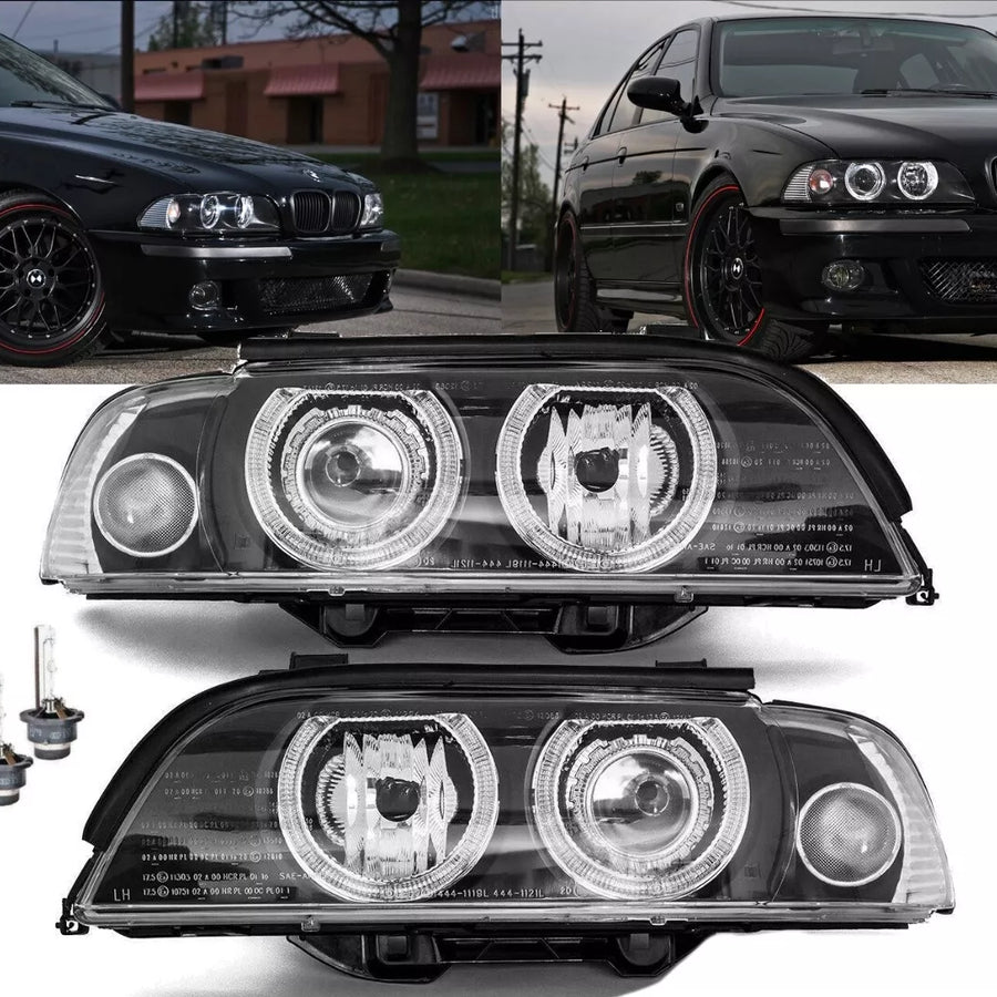 Angel Eyes Faro allo xeno RE + LI per E39 D2S H7 + bruciatore frecce bianco