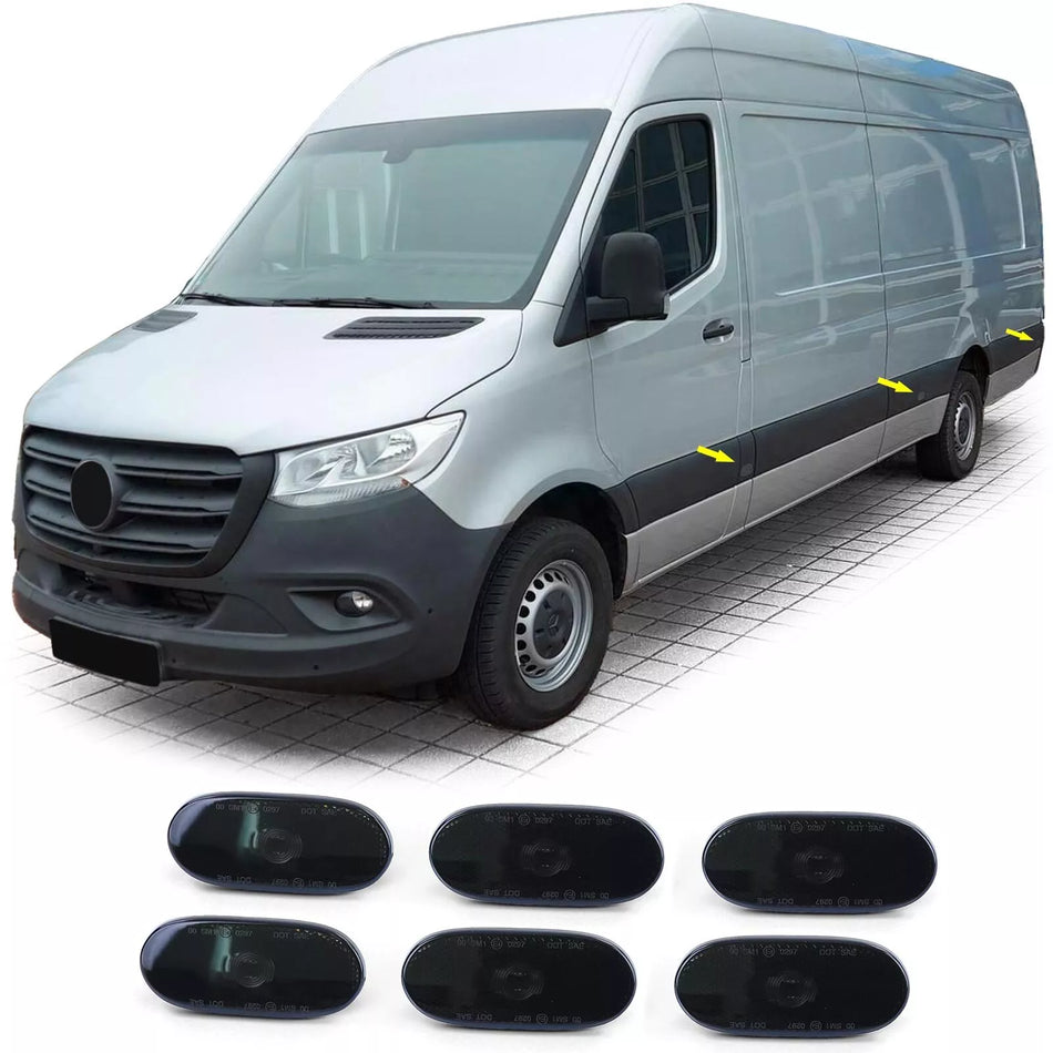 Frecce Laterali LED Nere 6 Pezzi per Mercedes Sprinter W906 06-16 907 910 dal 18