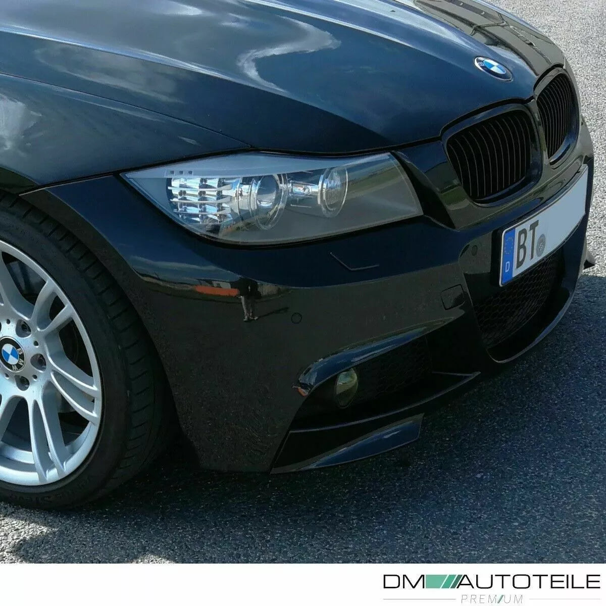 Set Flaps Splitter lama Nero Lucido per BMW Serie 3 E90 E91 Facelift 2008 – vista 4