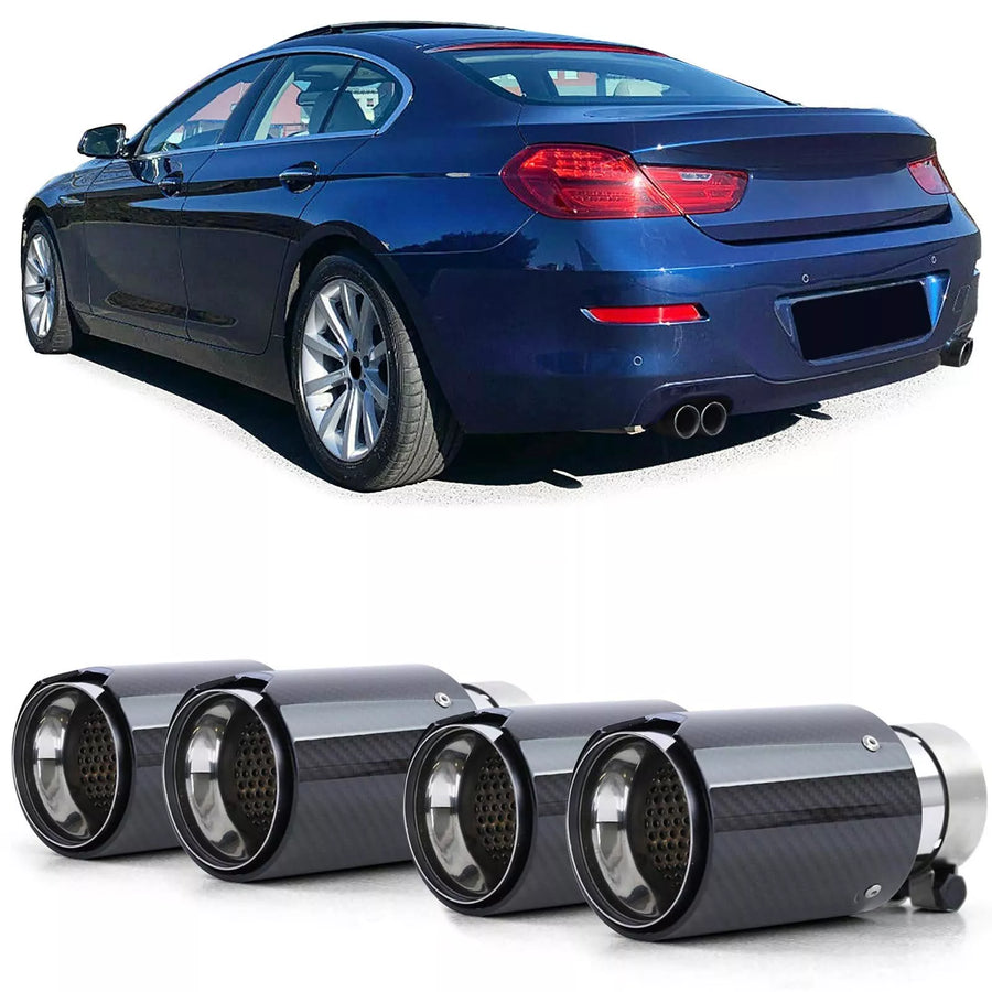 terminali 90 mm sport carbonio nero adatti per BMW Serie 6 F12 F13 da 11