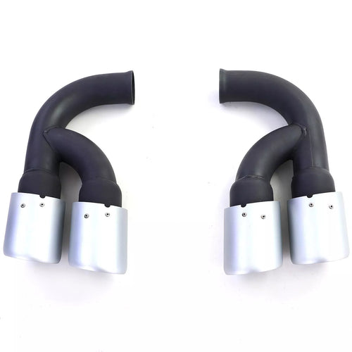 Doppio tubo acciaio inox terminali argento, per Porsche Cayenne 92A 310-14