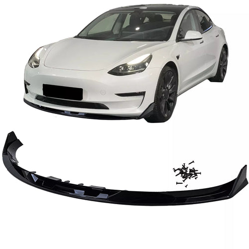 Spoiler anteriore prestazioni labbro nero lucido per Tesla Model 3 dal 2018