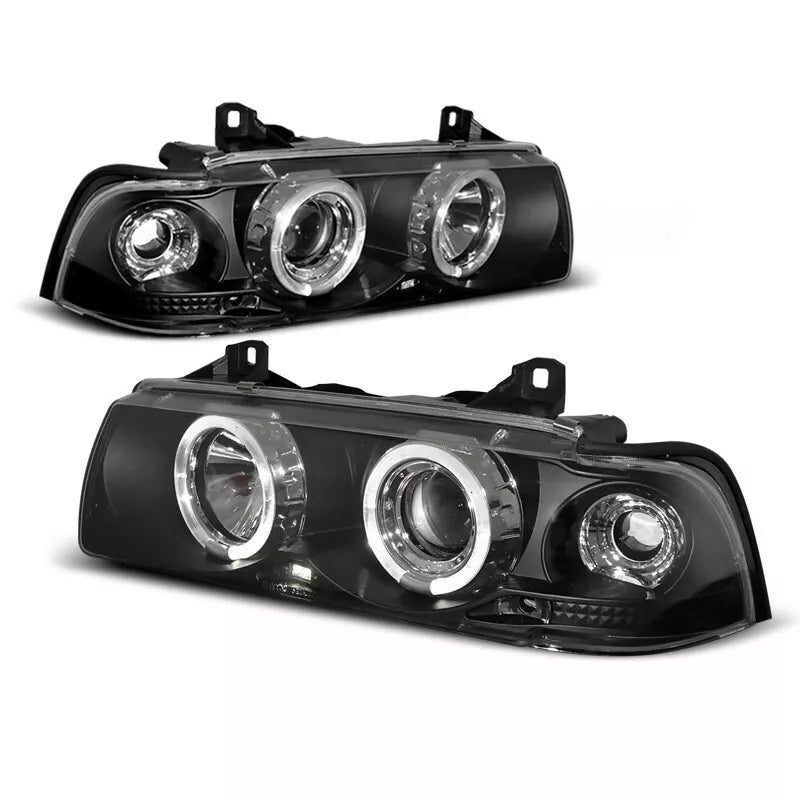 Fari Angel Eyes LED Nero per BMW Serie 3 E36 1990 al 1999