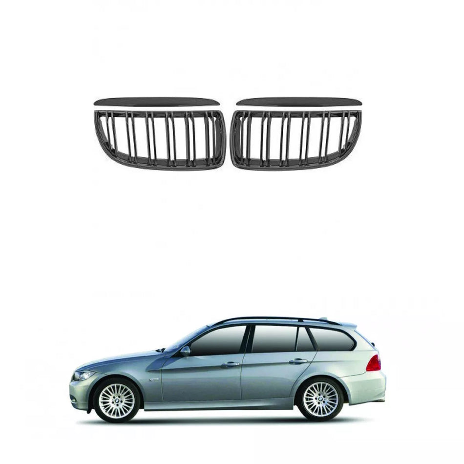 Kit Griglia doppio ponte Nero Lucido per BMW Serie 3 (E90) Touring (E91) 05-08