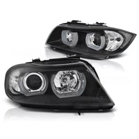 Fari allo xeno LED Angel Eyes per BMW Serie 3 E90/E91 2005-2008 Nero