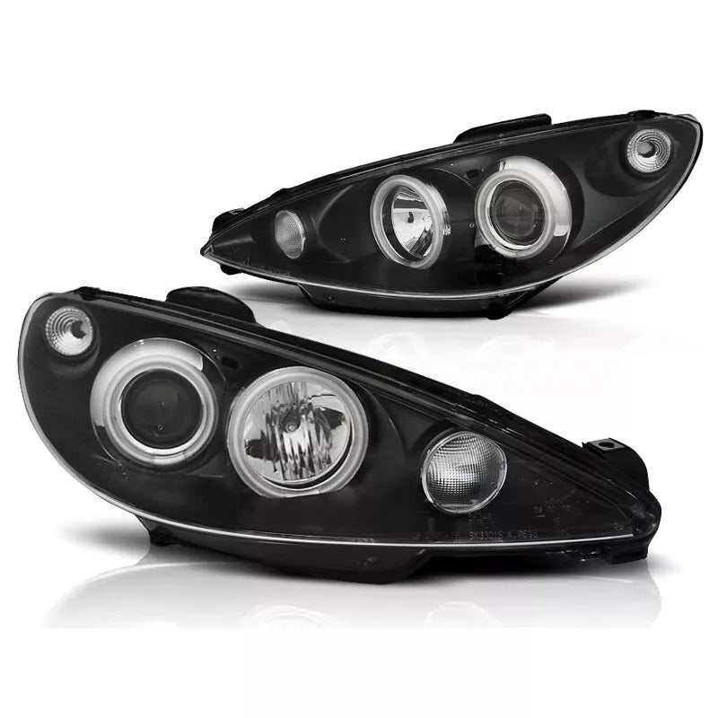 Fari CCFL Angel Eyes per Peugeot 206 2002-2014 in Nero