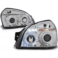 Fari Angel Eyes LED cromati per Hyundai Tucson 2004 al 2010
