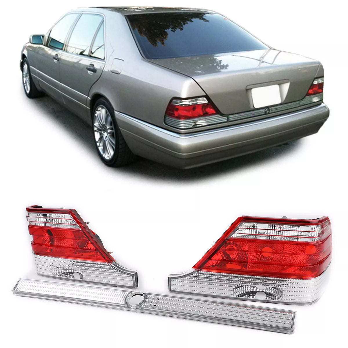 Luci posteriori con barra di serratura rosso chiaro Mercedes S Kasse W140