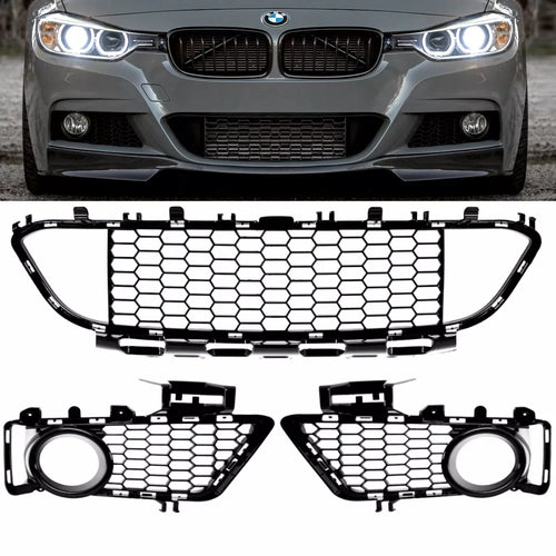 Set griglia paraurti 3 pezzi Nero Lucido per BMW F30 F31 M 11-19