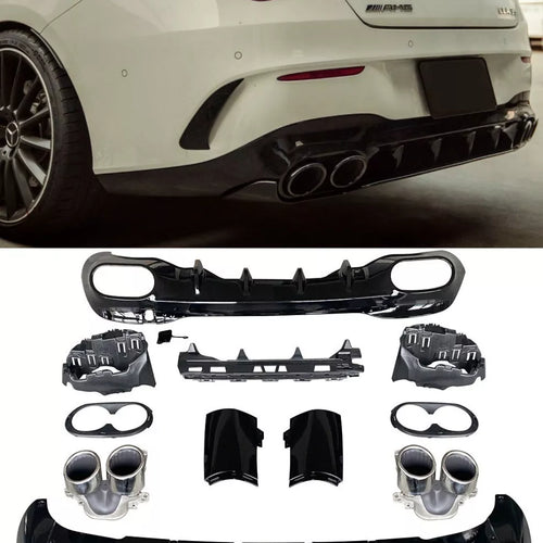 Diffusore + Terminali di Scarico 2x2 CROMO per MERCEDES W118 C118 CLASSE CLA