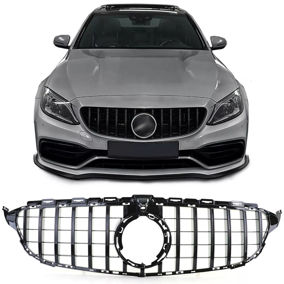 Griglia radiatore sportiva nera lucida per Mercedes Classe C W205 S205 18-21