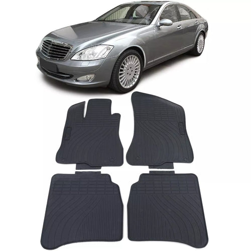 Tappetini Auto Gomma Nero Set Premium per Mercedes Classe S W221 05-13
