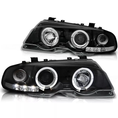 Fari Angel Eyes LED Nero per BMW E46 Coupe 1999-2003