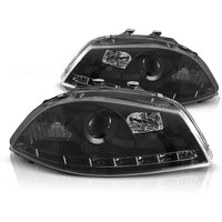 Fari Luce Diurna LED Nero per Seat Ibiza 6L 02-08
