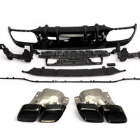 Diffusore + Terminali di Scarico (NERO) per Mercedes W205 S205