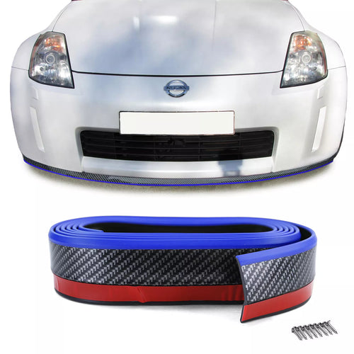 Lama Anteriore soglia universale flessibile 2,5 m x 5 cm effetto carbonio blu