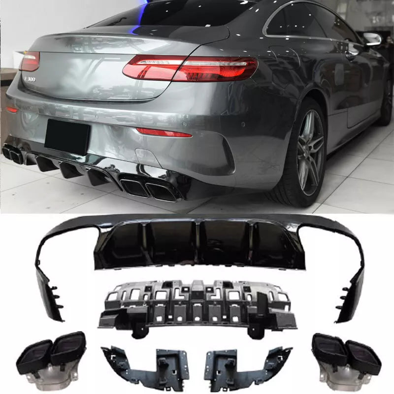 Diffusore + Terminali di Scarico (NERO) per Mercedes C238 A238 pre-facelift