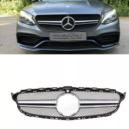 Griglia a favi argento per Mercedes Classe C W205 non C63 AMG + fotocamera