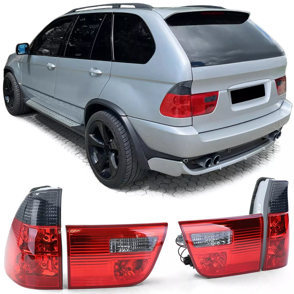 Luci posteriori vetro trasparente rosso nero fumo adatte per BMW X5 E53 99-03