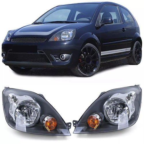 Coppia fari H4 neri + motore, per Ford Fiesta JH JD 05-07