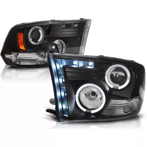Fari Angel Eyes LED Nero per Dodge RAM 2009 - 2018