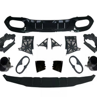 Diffusore + Terminali di Scarico 2X2 NERO per MERCEDES W177 Berlina Compatta